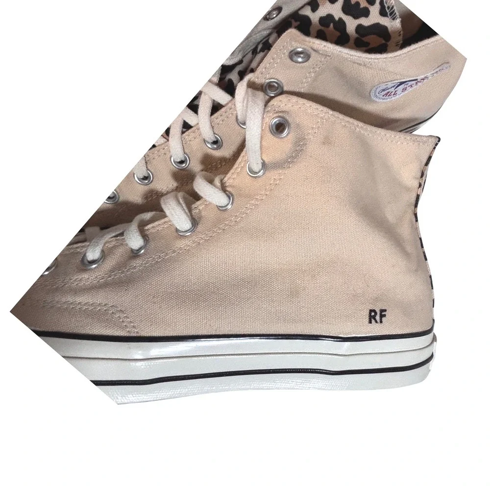 Converse By You Chuck 70 Hi Leopard Print Tan Canvas Sneakers  Mens 13 Womens 15